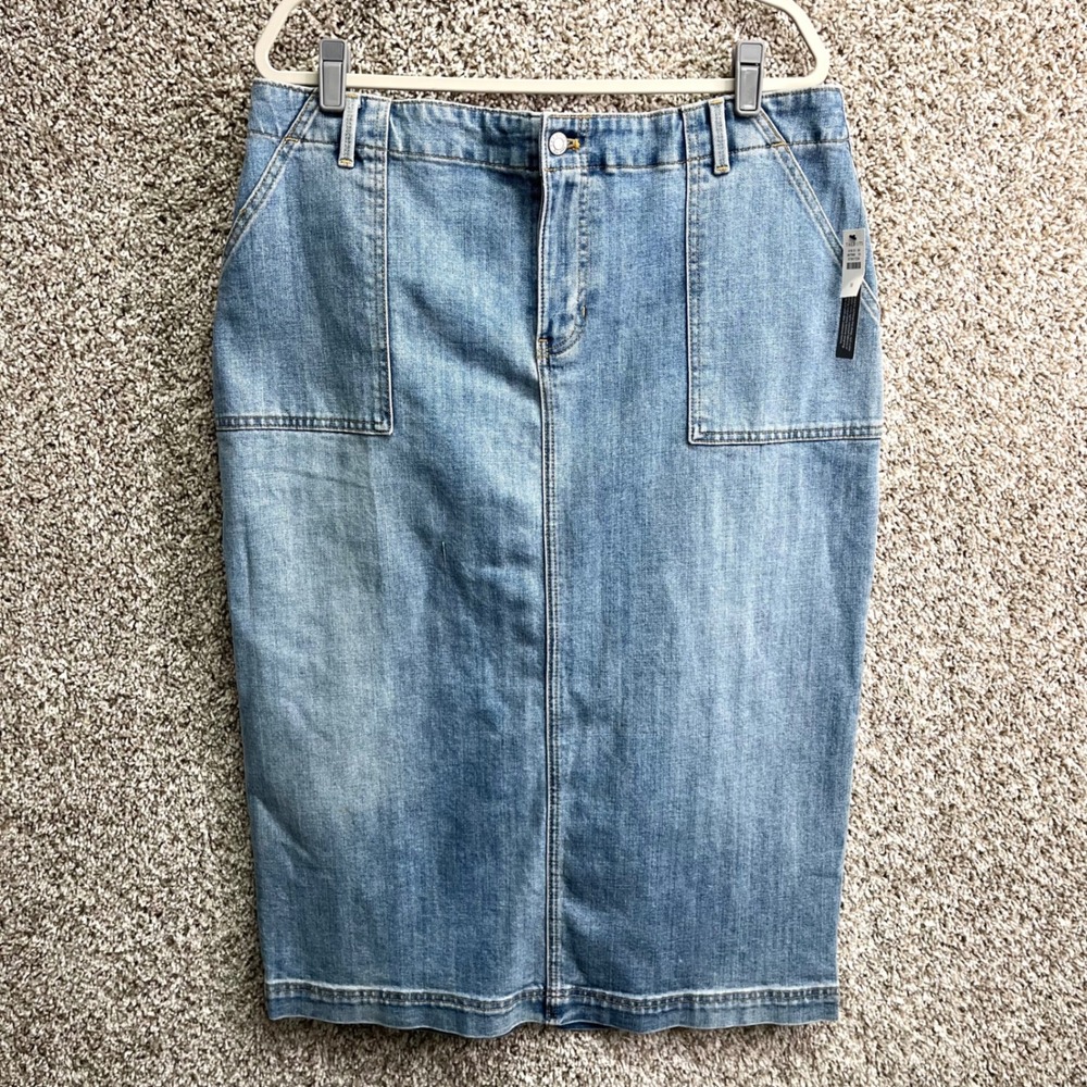 Talbots Skirt Women's 16 Light Cornelia Wash Denim Pencil NWT